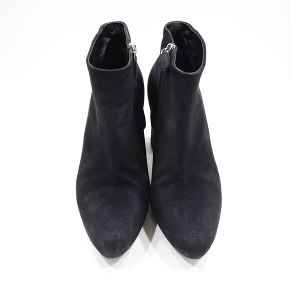 Prada Black Suede Leather 3.5" Block Heel Ankle Booties - 8.5/Prada 38.5 - Picture 6 of 7